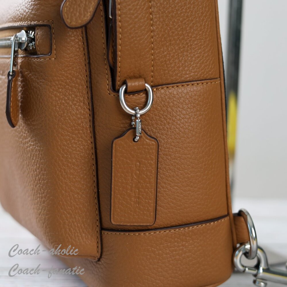 Coach Tan Leather Sling Backpack with Black Strap - Picture 5 of 9